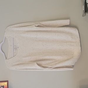 LOFT Cream Speckled Scoop-Neck Knit Sweater